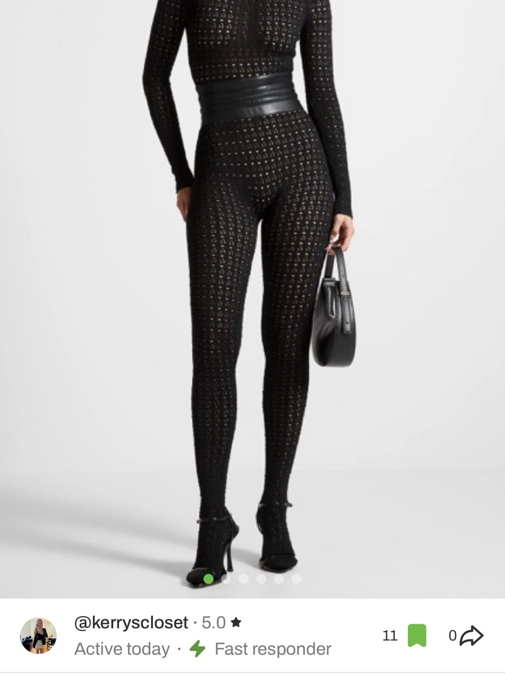 Maniere De Voir Black Open-Knit Jumpsuit
